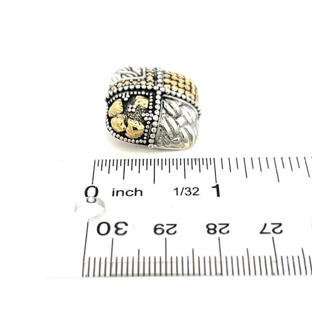 Silver 1990s John Hardy Estate Clip on Earrings Sterling Silver 18k Y Gold, 2 Pieces For Sale - Image 8 of 8