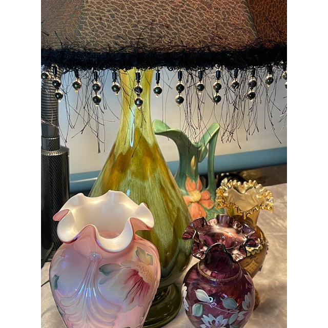 1960s Mid-Century Modern Royal Haegar Lamp With Etruscan Blue Green Lava Drip Glazed Finish & Three-Way Switch For Sale - Image 9 of 9