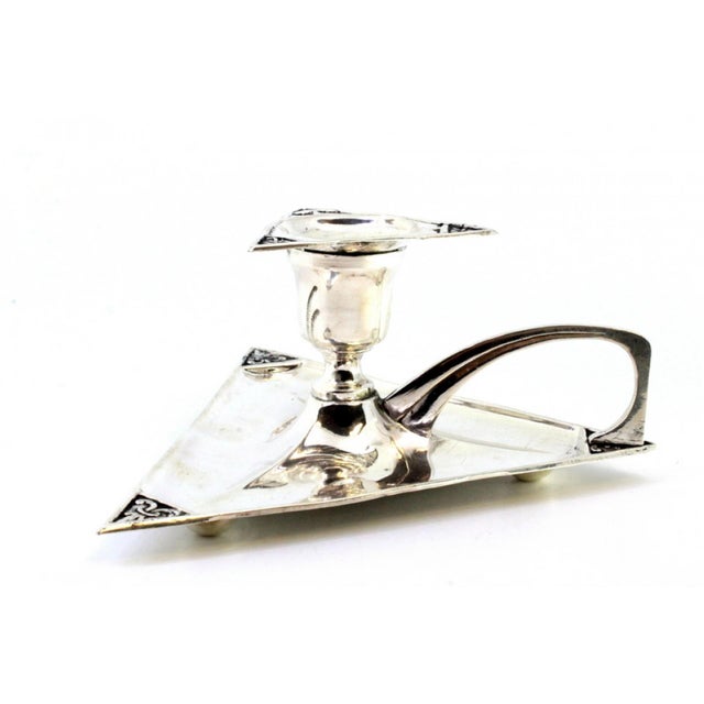 Metal Triangular Shaped Silver Paddle with Fleur-De-Lis Reliefs For Sale - Image 7 of 8