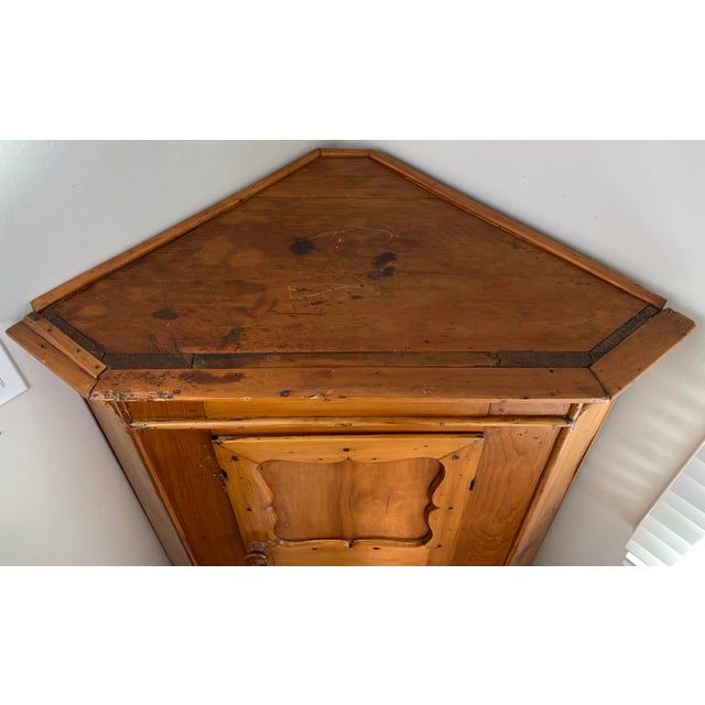 Mid 19th Century Canadian pine corner cupboard with one interior shelf, refinished inside and out. All original pieces...