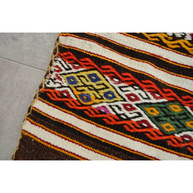 Vintage Turkish Kilim Hand Woven Wool Rug Sack Kilim - 2′3″ × 4′ For Sale - Image 9 of 11