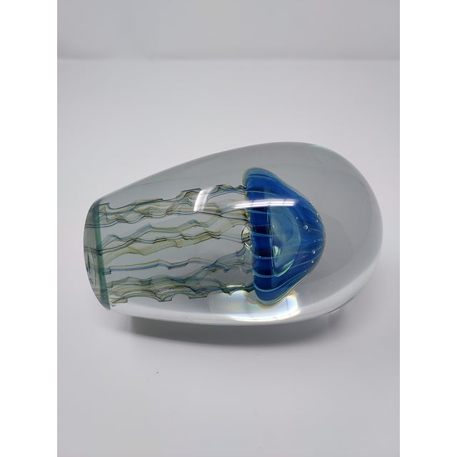 Modern Robert Eickholt Blown Glass Jelly Fish Sculpture Paperweight Signed on Base "Eickholt 2006 Coaf" For Sale - Image 3 of 9