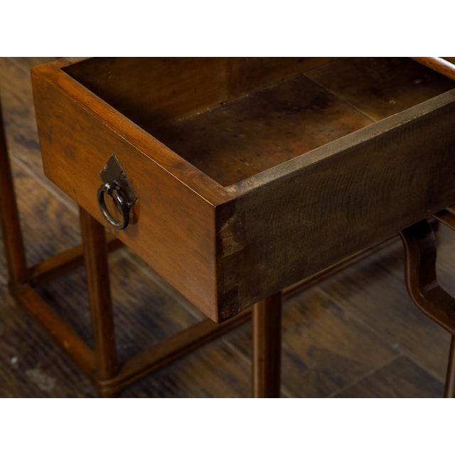 Pair of Teak 19th Century Console Tables with Drawers and Humpback Stretchers For Sale - Image 12 of 12