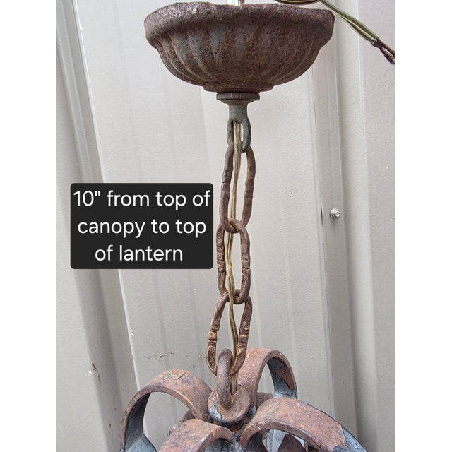 1920s Antique Mediterranean Style Iron Lantern For Sale - Image 5 of 7