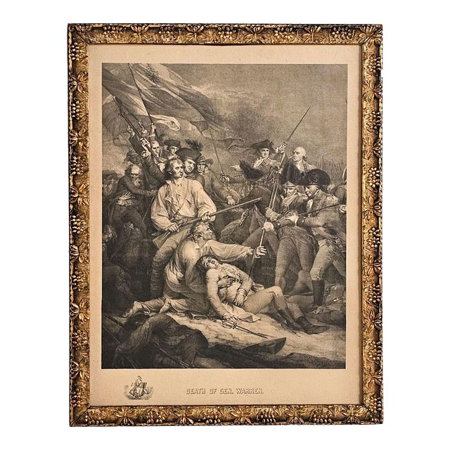 "Death of Gen. Warren", Hand-Tinted Engraving, England Circa 1860 For Sale