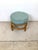 Boho Chic Vintage Rattan Ottoman Footstool in Seafoam Green Upholstery For Sale - Image 3 of 10