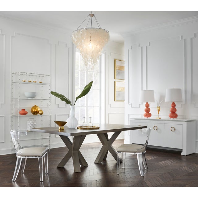 Contemporary Matthew Izzo Home Haines Smoked Grey Cerused Oak Dining Table With Tripod Wood Base For Sale - Image 3 of 3