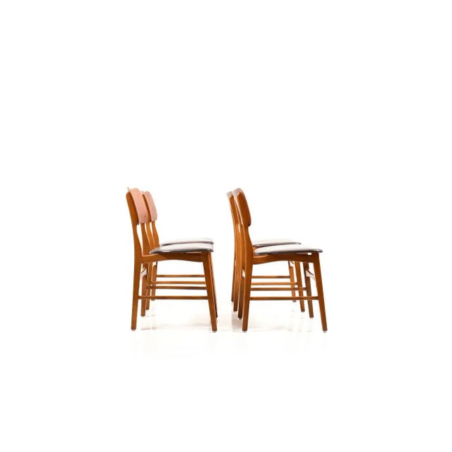 Wood Danish Beech and Teak Dining Chairs, 1950s, Set of 4 For Sale - Image 7 of 10