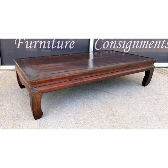 Chinese Antique Low Profile Chinese Coffee Table For Sale - Image 3 of 9
