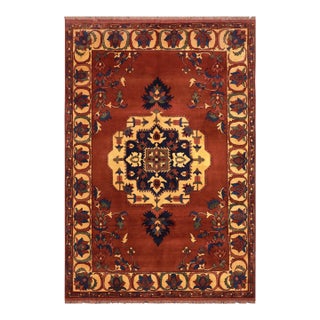 Tribal Kargahi 1980's Rust/Gold Wool Rug - 7'1'' X 9'10'' For Sale