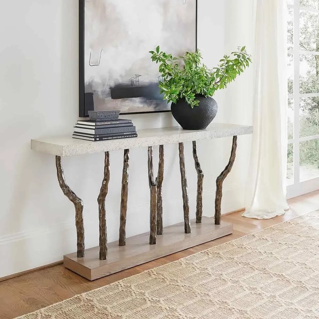 Modern Faux Bois Console Table Chairish