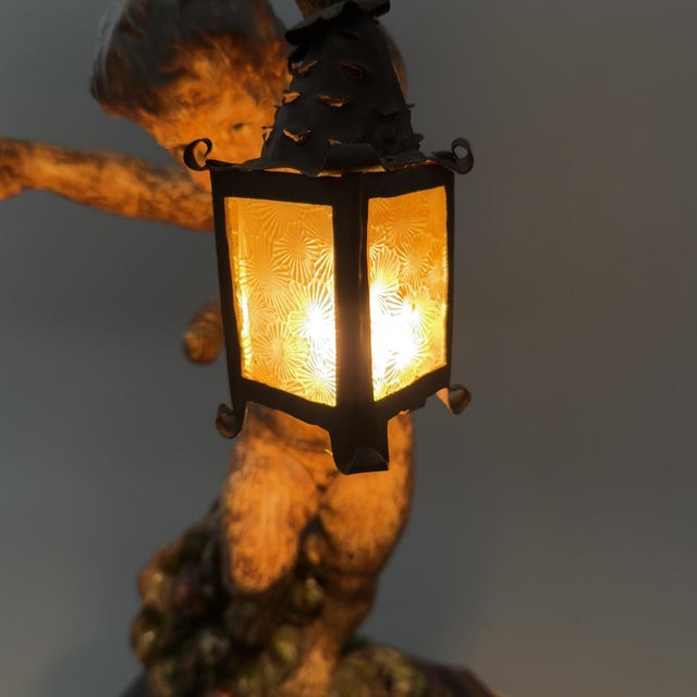 Antique Terracotta Cherub Table Lamp with Wooden Base, Early 1900s For Sale - Image 14 of 18