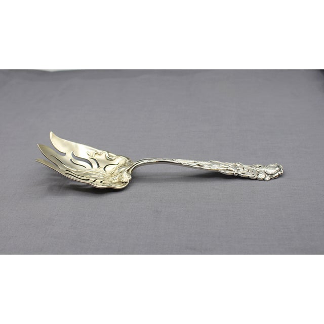 Alvin Corporation 1902 "Raphael" Sterling Silver & Gold Wash Serving Fork by Alvin For Sale - Image 4 of 6