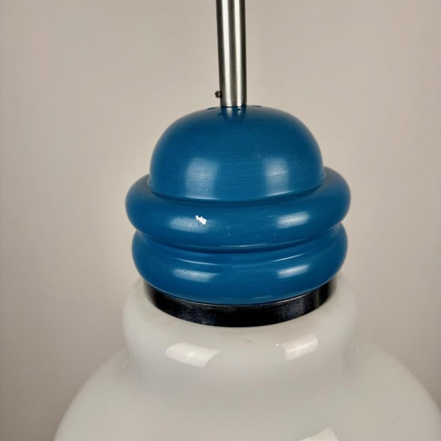 Mid-Century Modern Italian Blue D Bulb Pendant Light, 1970s For Sale - Image 4 of 8