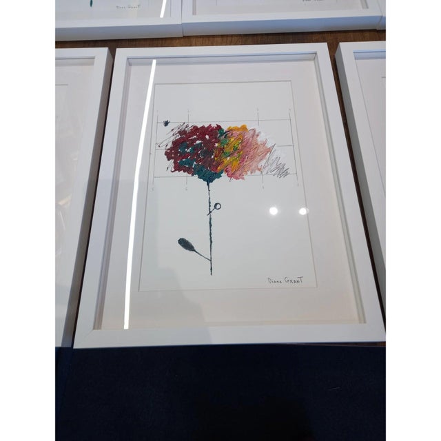 Framed Organic Modern Original Flower Painting by Diane Grant / Neutral Palette Tones For Sale - Image 4 of 5