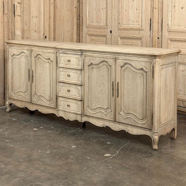 Grand Antique Country French Louis XV Buffet in Stripped Oak is the ideal choice for a grand room or a long wall. Hand-...