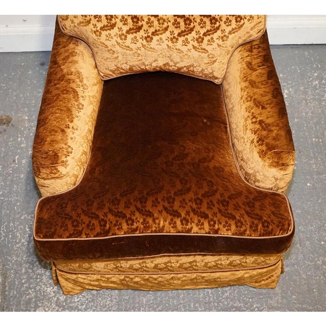 Vintage Bespoke Velvet Connaught Armchairs from Dudgeon London, Set of 2 For Sale - Image 11 of 14