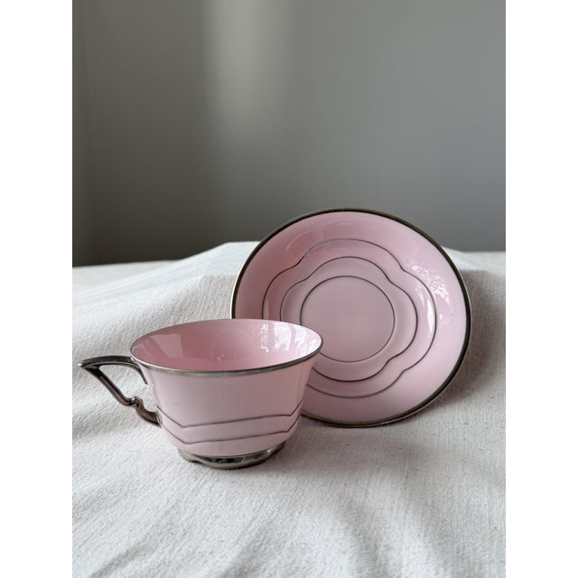 Pink Pink Porcelain Coffee and Tea Set by Epiag, 1920s, Set of 19 For Sale - Image 8 of 13