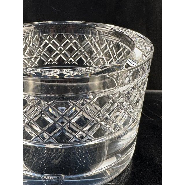 Glass Orrefors Crystal Reflections Bowl 4.5" – Swedish Cut Glass Criss Cross Pattern For Sale - Image 7 of 12