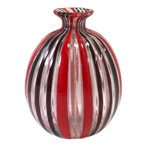Italian Venetian Murano Red and Brown Art Glass Vase, Small