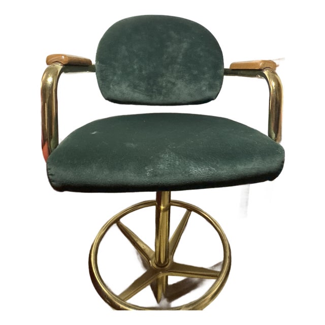 Vintage Chromacraft High Top Barstools With Wooden Armrest For Sale