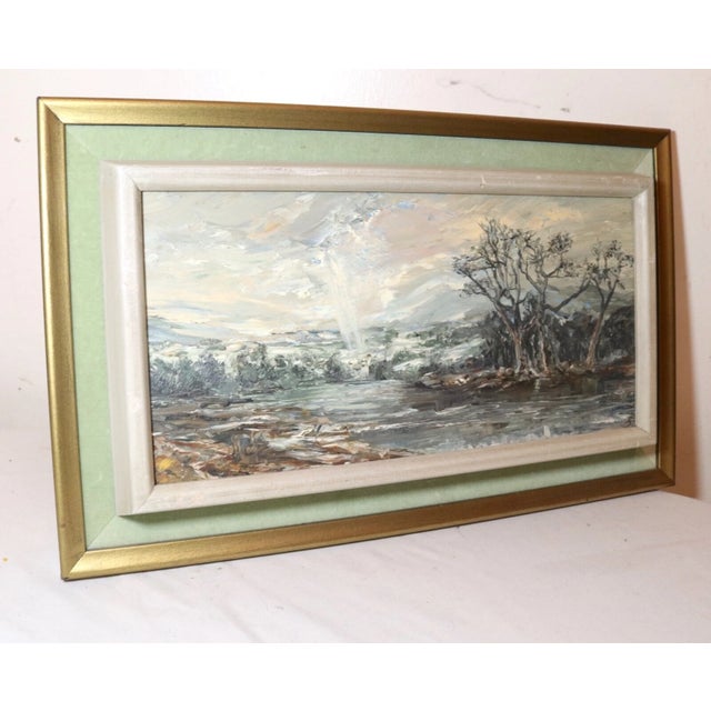 Gray Vintage Heinz Stoecker Storm Landscape Abstract Expressionism Oil Painting Board For Sale - Image 8 of 11