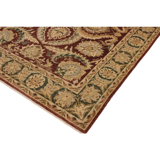 1980s Shabby Chic Brown/Green Wool Rug -9'2 X 11'6 For Sale - Image 4 of 8