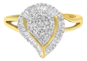 10K Yellow Gold Diamond Cluster Ring (1/2 Cttw, I-J Color, I1-I2 Clarity) - Size 6-1/2