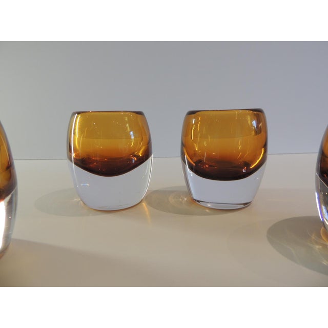 Mid-Century Modern Large Modern Amber Color Votive Holders - Set of 4 For Sale - Image 3 of 5