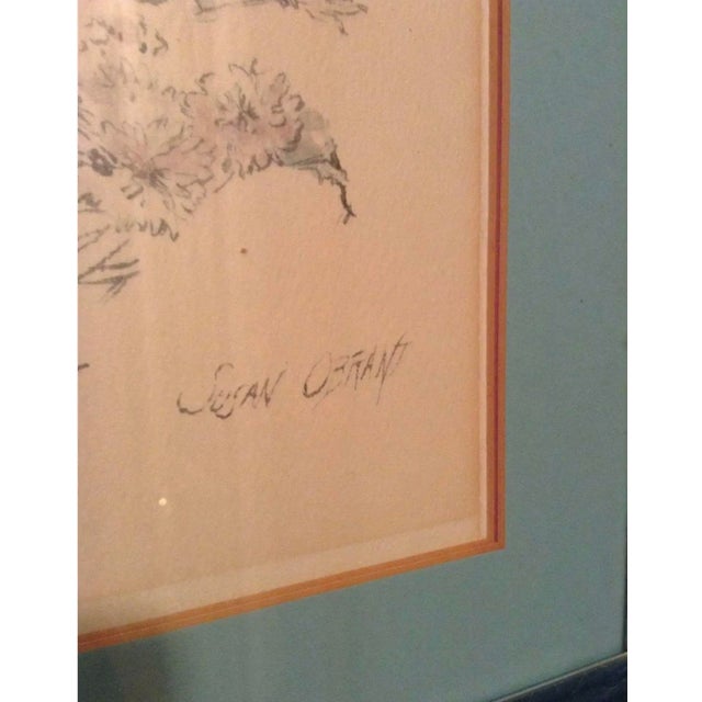 70s Vintage Susan Obrant Mood Indigo Lithograph on Watercolor Paper Print Framed, Signed For Sale - Image 4 of 5