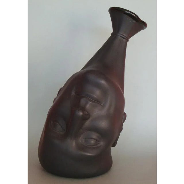 Black Porcelain Man's Head Vase by Ilona Romule For Sale - Image 4 of 4