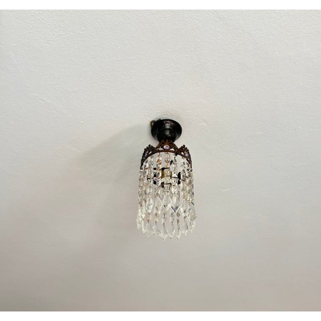 Amethyst Small Vintage Crystal Chandelier – Bronze Filigree Crown & Amethyst Glass Accents For Sale - Image 8 of 18