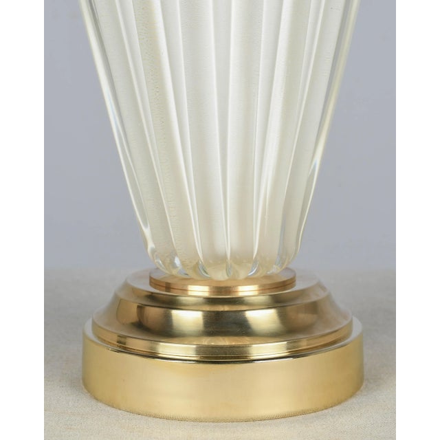 Metal Seguso White Murano Glass Mid Century Lamp For Sale - Image 7 of 11