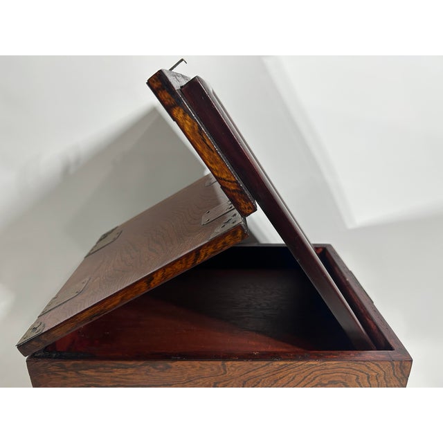 Asian Antique Late 20th Century Korean Jwagyeong, Folding Mirror Zeldova Wood Box With Drawer - 1 Piece For Sale - Image 3 of 10