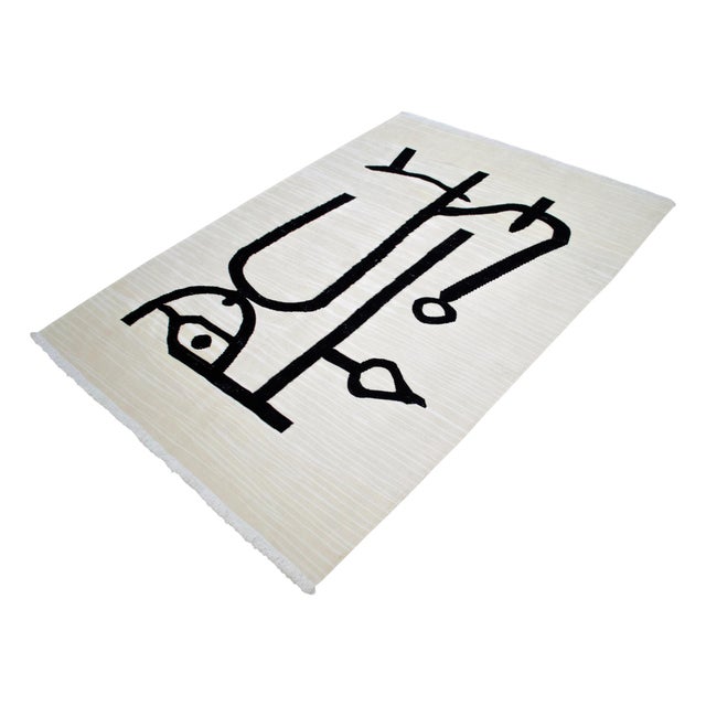 Textile Paul Klee - Lady Apart (Dame Abseits) Inspired Silk Hand Woven Area Wall Rug 4′3″ × 5′9″ For Sale - Image 7 of 16