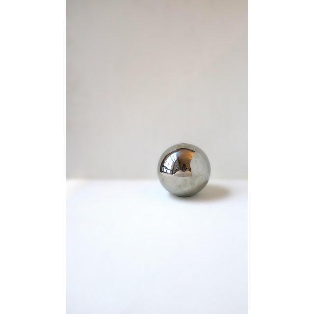 Mid-Century Modern Chrome Sphere, Postmodern Decorative Object, Circa Late-20th Century For Sale - Image 3 of 7