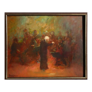 William Harnden, Conductor With Orchestra, Oil on Board For Sale
