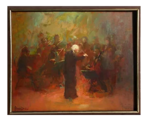 William Harnden, Conductor With Orchestra, Oil on Board