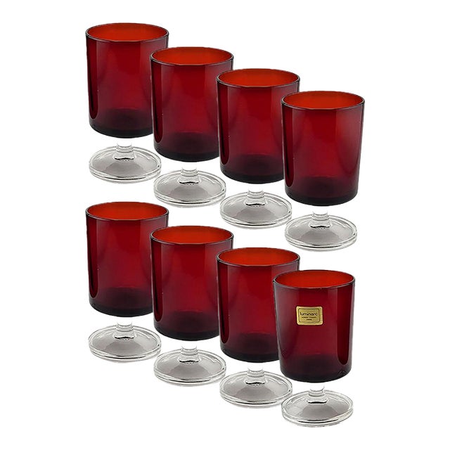 Vintage 70's Luminarc Red Cordial/Wine Glasses - Made in France For Sale