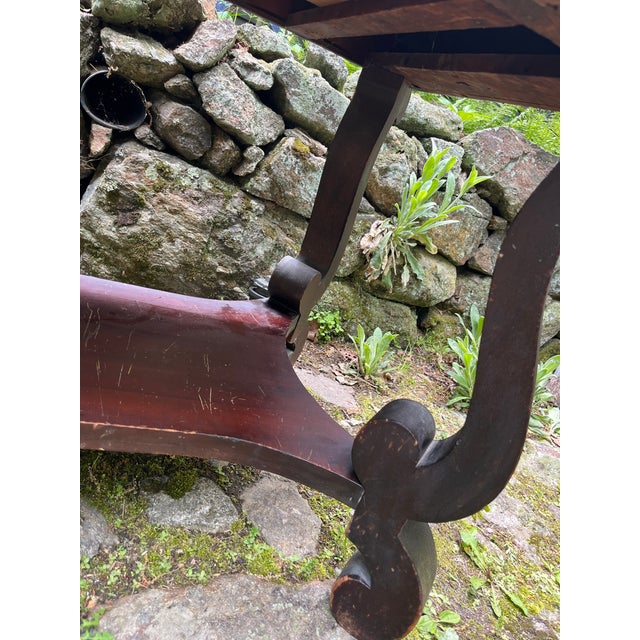 Wood Antique Wooden Desk Console Table For Sale - Image 7 of 9