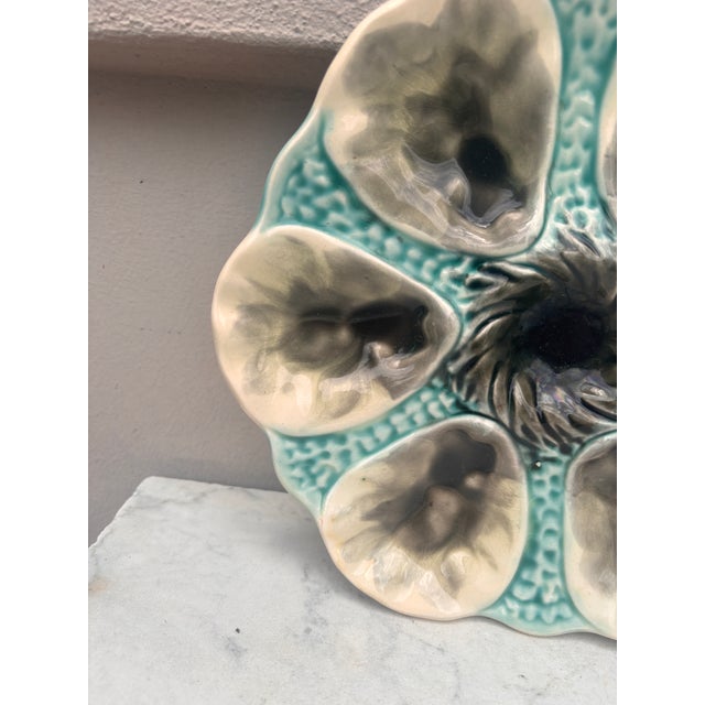French French Majolica Oyster Plate Orchies, Circa 1910 For Sale - Image 3 of 4
