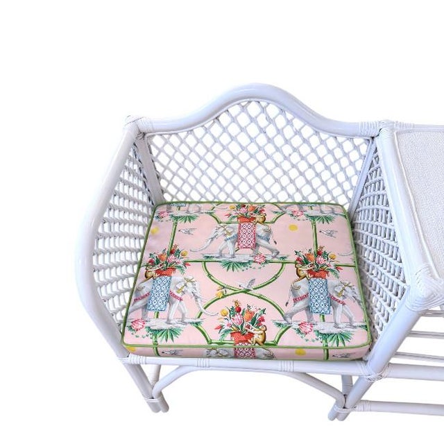 Mid-Century Modern Vintage Telphone Bench in Pindler Fabric For Sale - Image 3 of 7