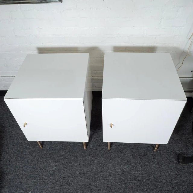 Vintage Mid-Century Modern Cubic White Cabinets - a Pair For Sale - Image 4 of 13