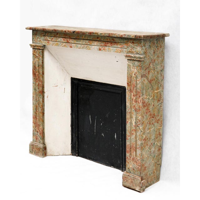 Antique 19th Century Wooden Fireplace in Faux Marble For Sale - Image 5 of 8