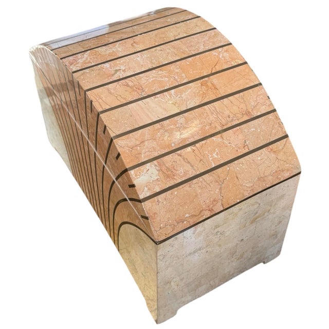 Metal Late 20th Century Maitland Smith Tessellated Pink Marble Domed Box For Sale - Image 7 of 8