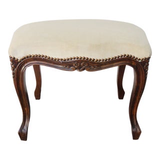 French Carved Vanity Stool Bench Ottoman For Sale