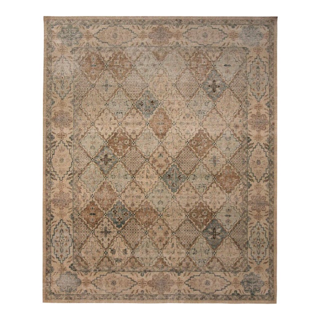 Rug & Kilim’s Bohemian Argyle Rug in Blue and Beige, 10x14 For Sale