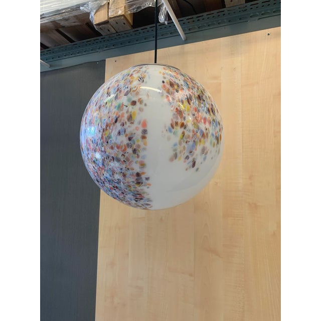 Italian Contempoarary Milky-White Sphere in Murano Style Glass With Multicolored Murrine For Sale - Image 3 of 9
