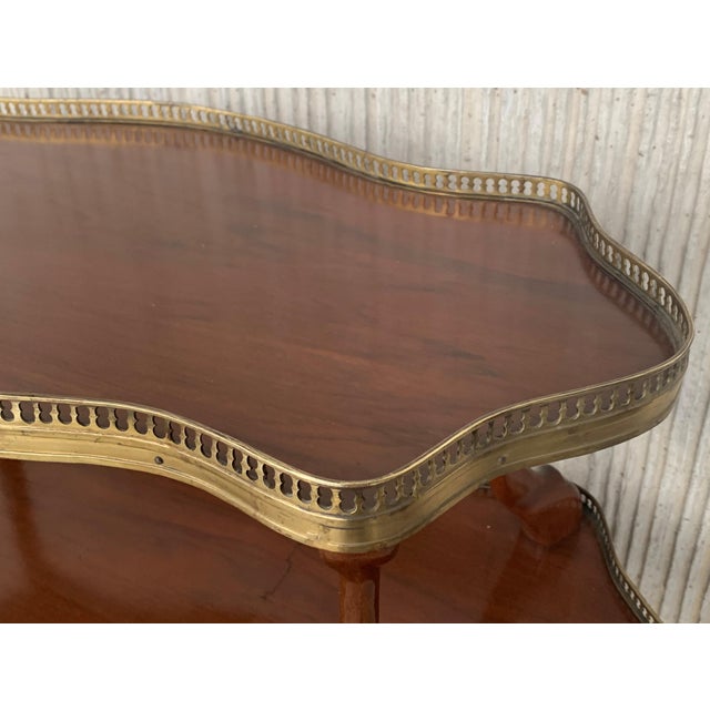 Wood French Mahogany Brass Two-Tier Side or Coffee Table For Sale - Image 7 of 8