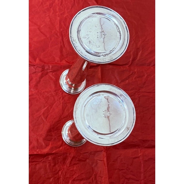 Pair of Weighted Sterling Silver Art Deco Candlesticks For Sale In Boston - Image 6 of 13